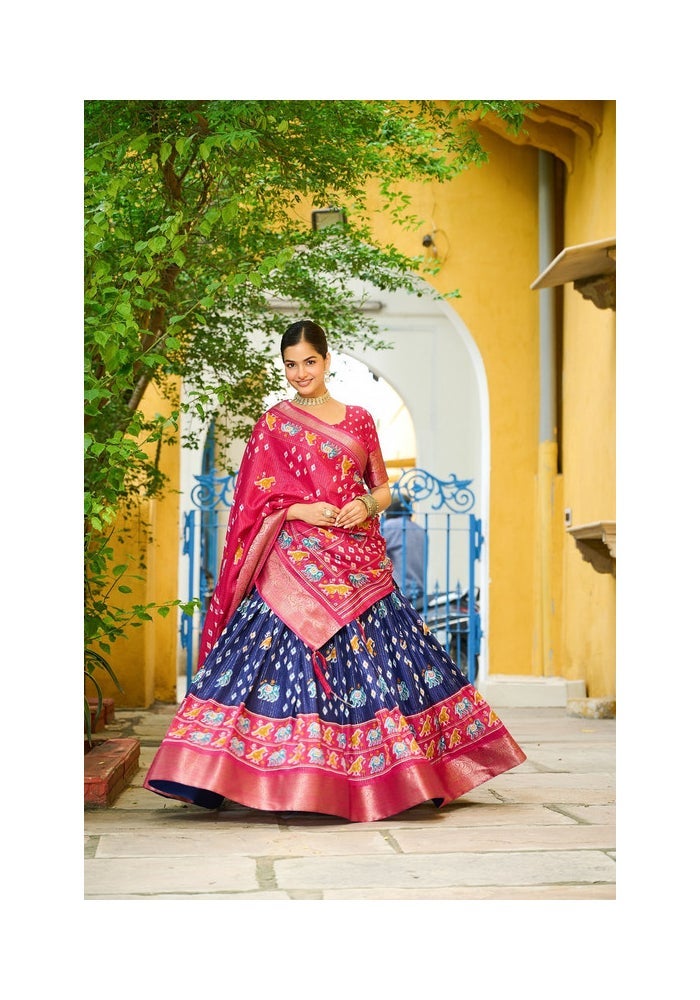 Malishka Export Lehenga Choli Set for Women in Blue and Pink - Image 1